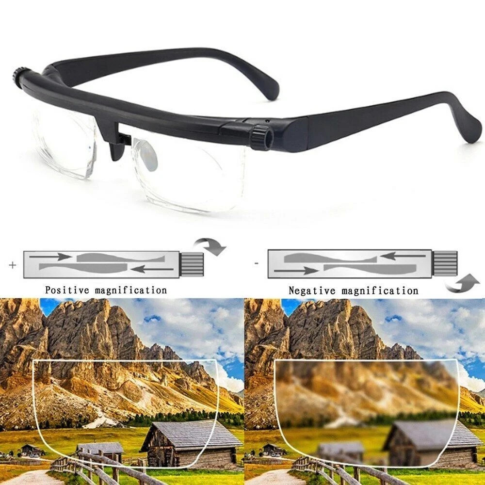Dial Adjustable Glasses Variable Focus For Reading Distance Vision Eyeglasses