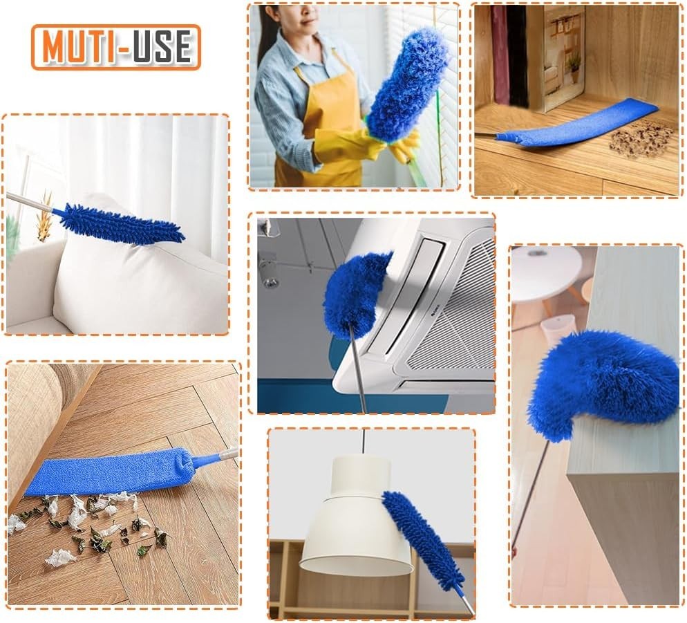 Microfiber Feather Duster, 6PCS Extendable Bendable Dusters with 100" Telesco...
