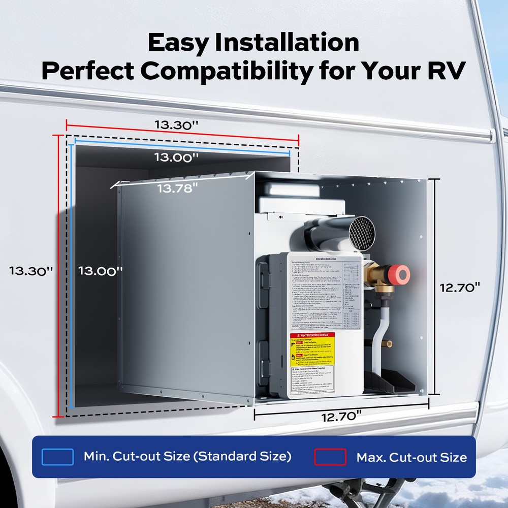 ORBEK 60,000 BTU RV Tankless Water Heater w/18x18" DOOR Compatible with all RVs
