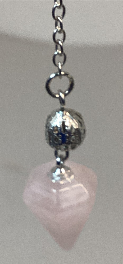 Rose Quartz Pendulum on 7” Chain Natural Stone #14