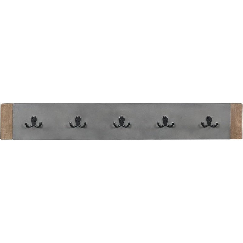 Wall Mounted Coat Rack W/ 5 Double Hooks Easy Installation Rustic Organizer New