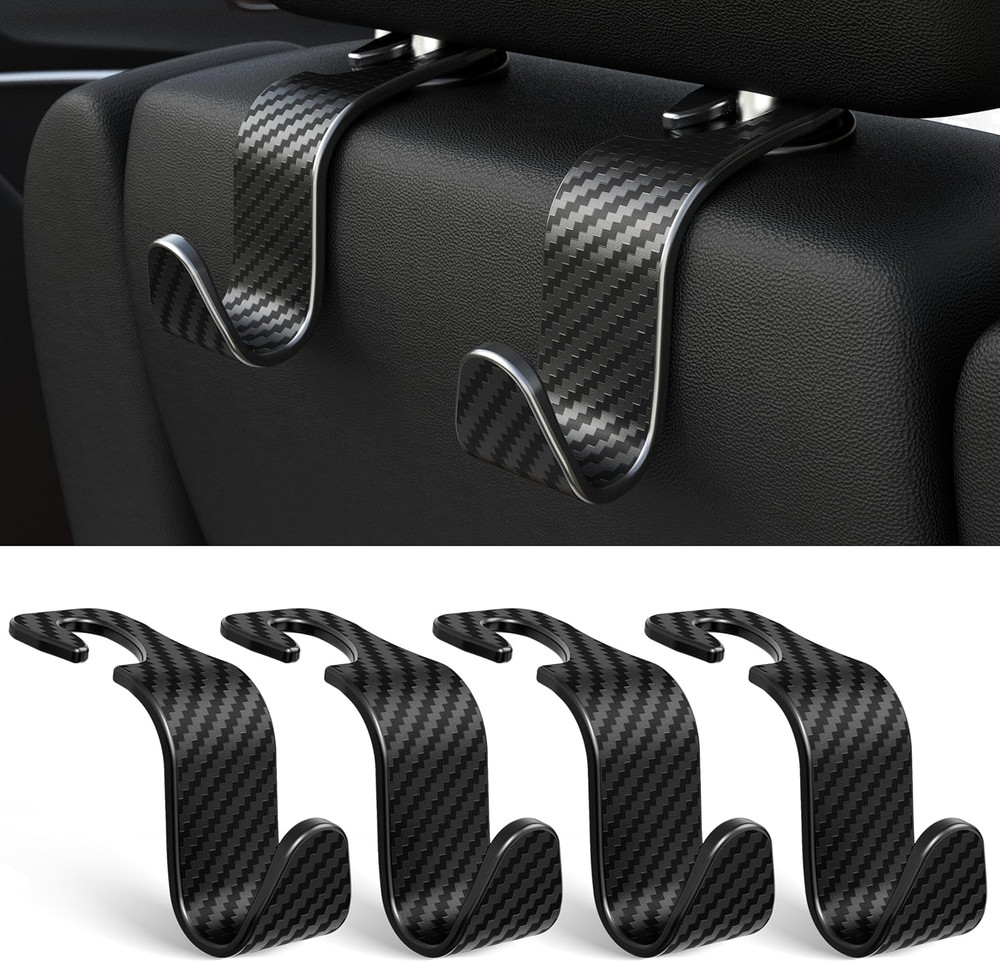4-Pack Car Headrest Hooks Vehicle Storage Organizer for Purses Handbags