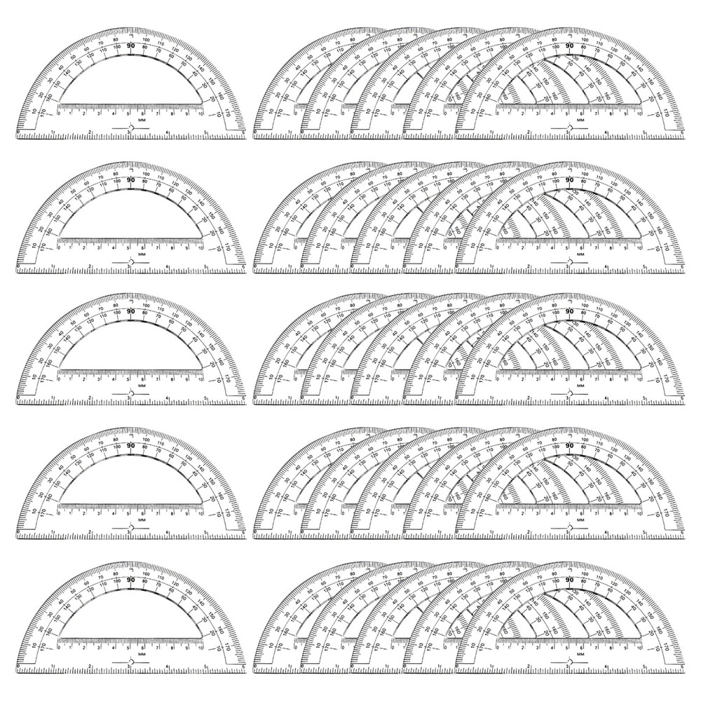 30PCS Clear Plastic Student Math Protractor 6-Inch Long 180 Degree for Angle ...