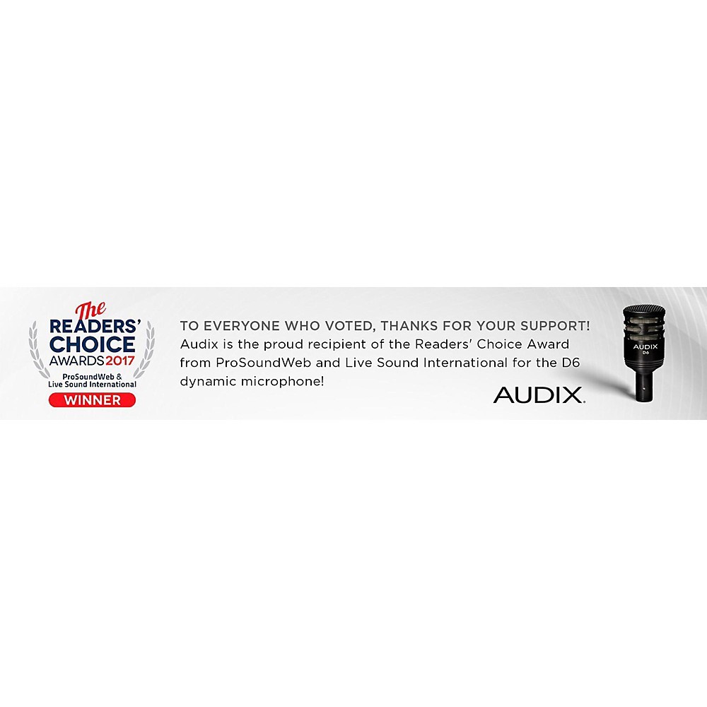 Audix D6 Sub Impulse Kick Drum Mic Black