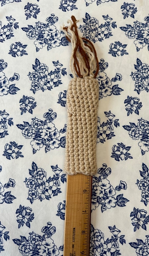 Eco Friendly Handmade Crocheted Broom Handle Cobweb Duster Light Brown