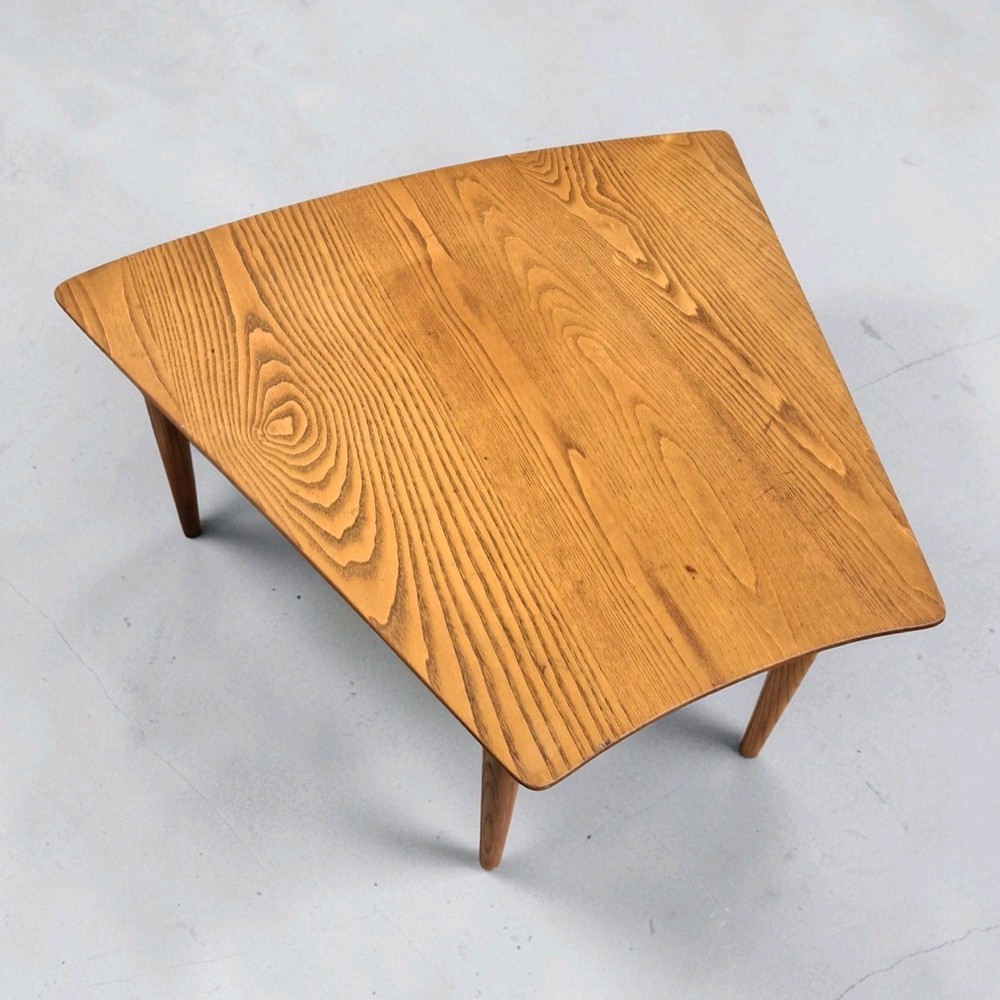 Mid Century Table Danish Triangle Shape Wood Table 28"x32'"×14.5"