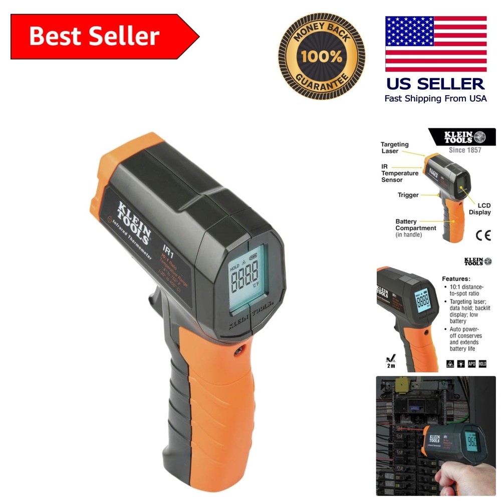 Klein IR Thermometer with Target Laser & Backlit Display | Durable & Efficient