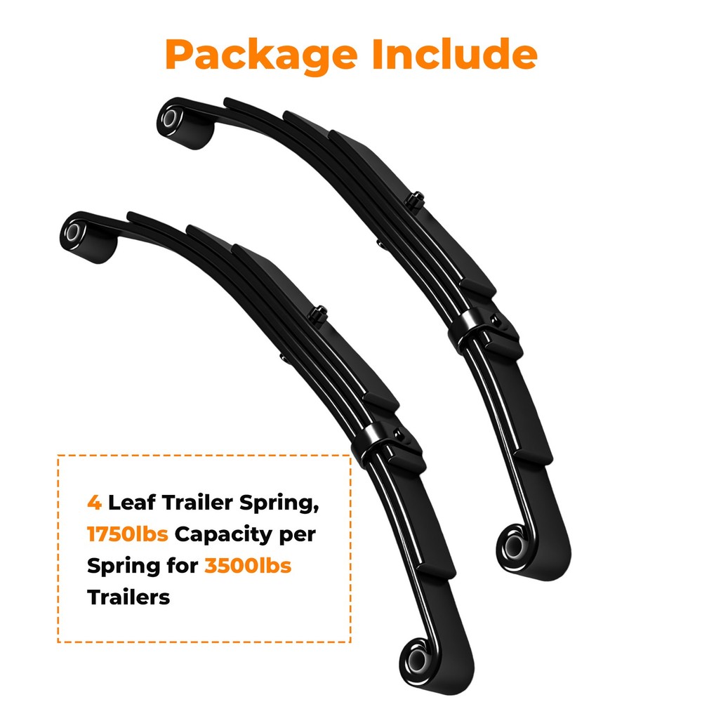 For 3500lb SingleTrailer Axle Suspension W/ 4 Leaf Springs U-bolt + Hanger Kit