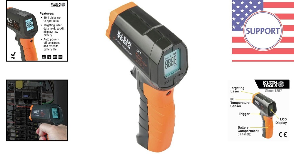 Klein IR Thermometer with Target Laser & Backlit Display | Durable & Efficient