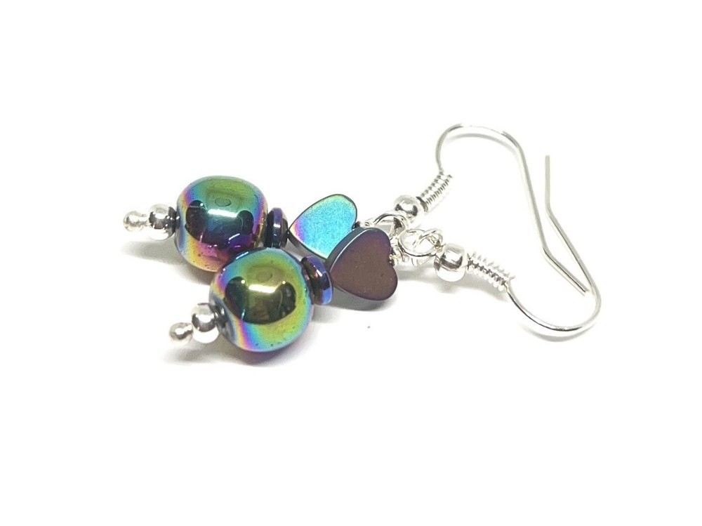 Rainbow Hematite Genuine Stone Handmade Earrings
