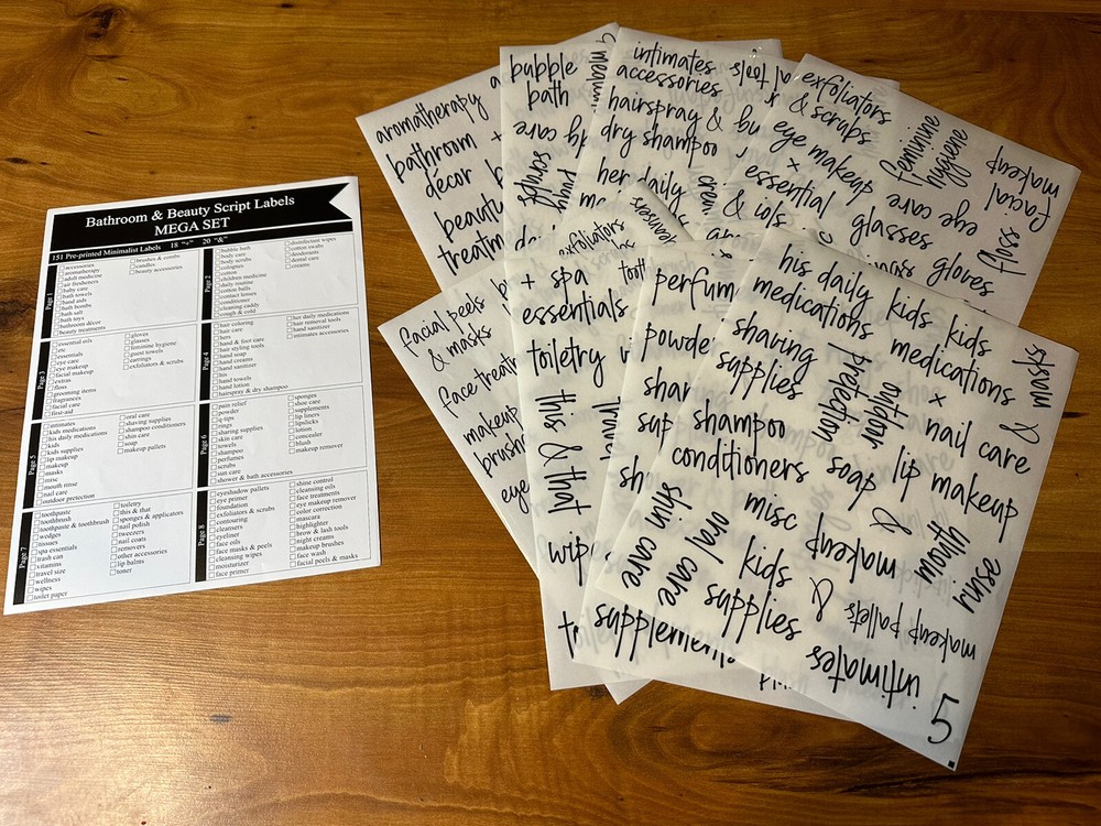 Bathroom and Beauty Script Labels Mega Set Minimalist Salon