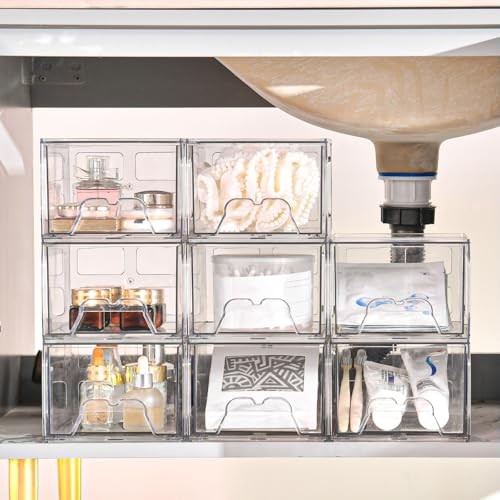 Plastic Drawers Storage, 6 Pack Clear Stackable Storage Drawers, 6Pack Standard