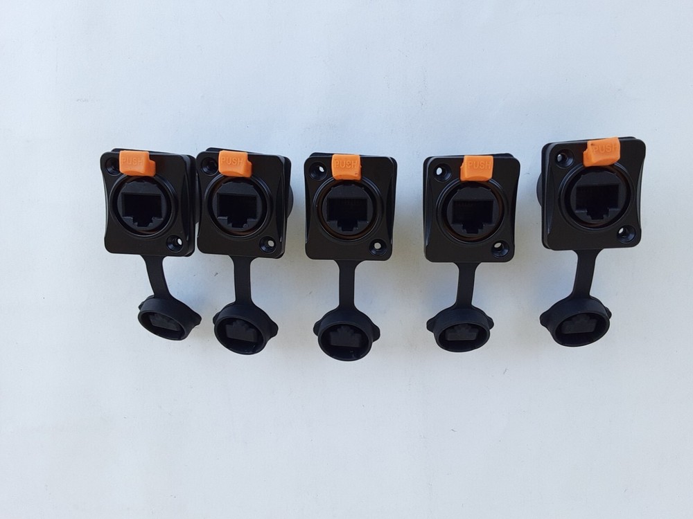 5x EtherCON RJ45 Female Panel Mount Connector