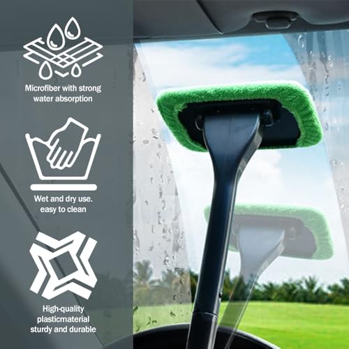 Windshield Cleaner, Window Cleaner Tool, Microfiber Window Cleaning Tool with