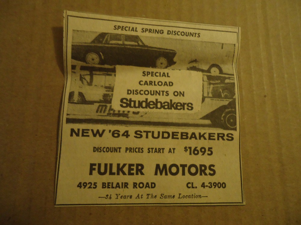 Studebaker  1964  newspaper ad