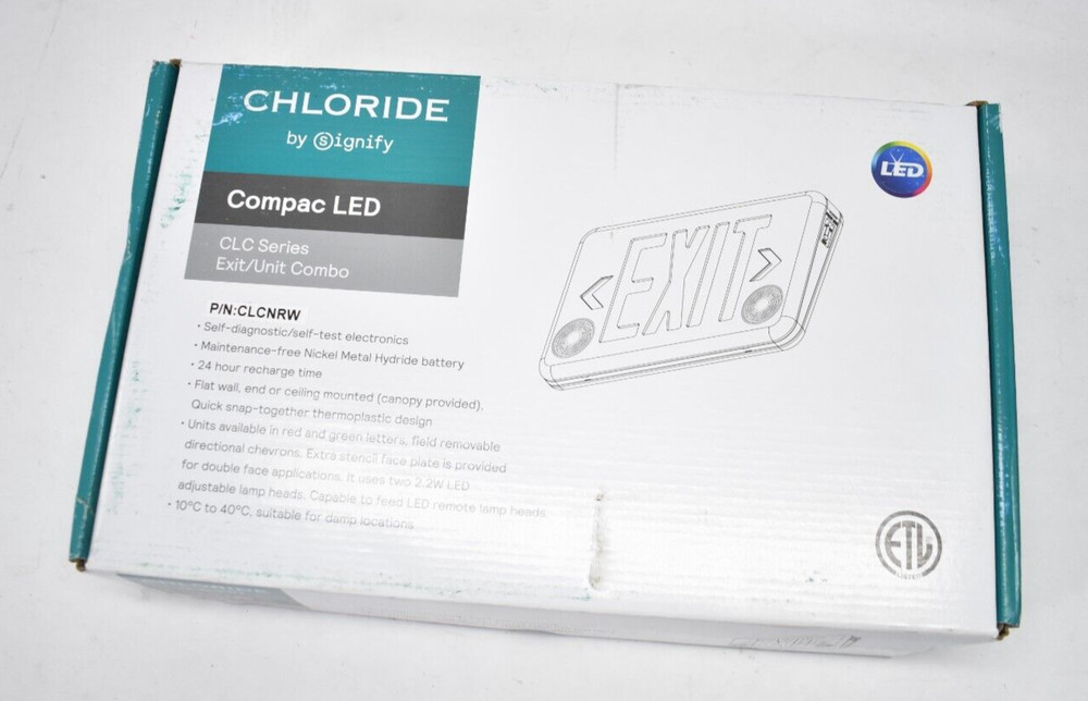 Signify Chloride Compac LED Exit/Emergency Unit Combo CLC Series CLCNRW