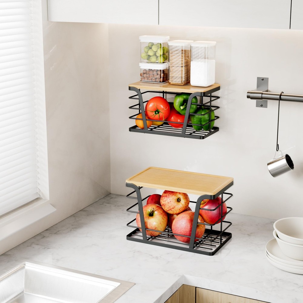 TIDIIABODE 2 Pack Stackable Storage Laundry Kitchen Organizers, Wall Mount Tr...