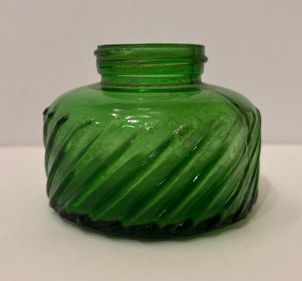 Vintage Green Ribbed Bug Spray Bottle (with cool markings on bottom)