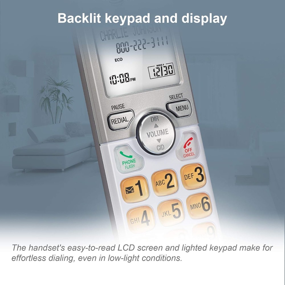Long-Range Cordless Phone with Three Handsets and Secure Sound Technology
