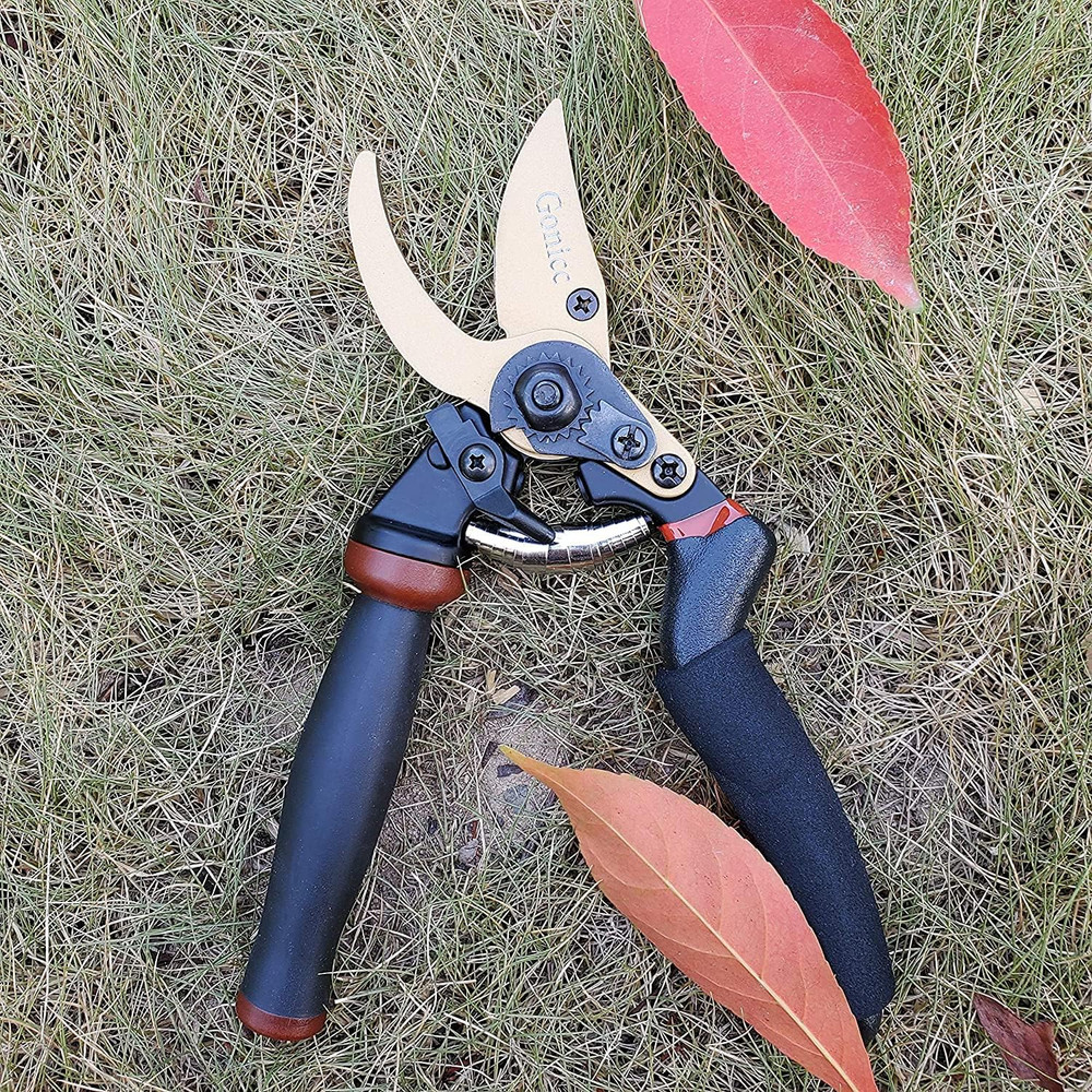 8.5" Professional Rotating Bypass Titanium Coated Pruning Shears(Gpps-1014), Sec