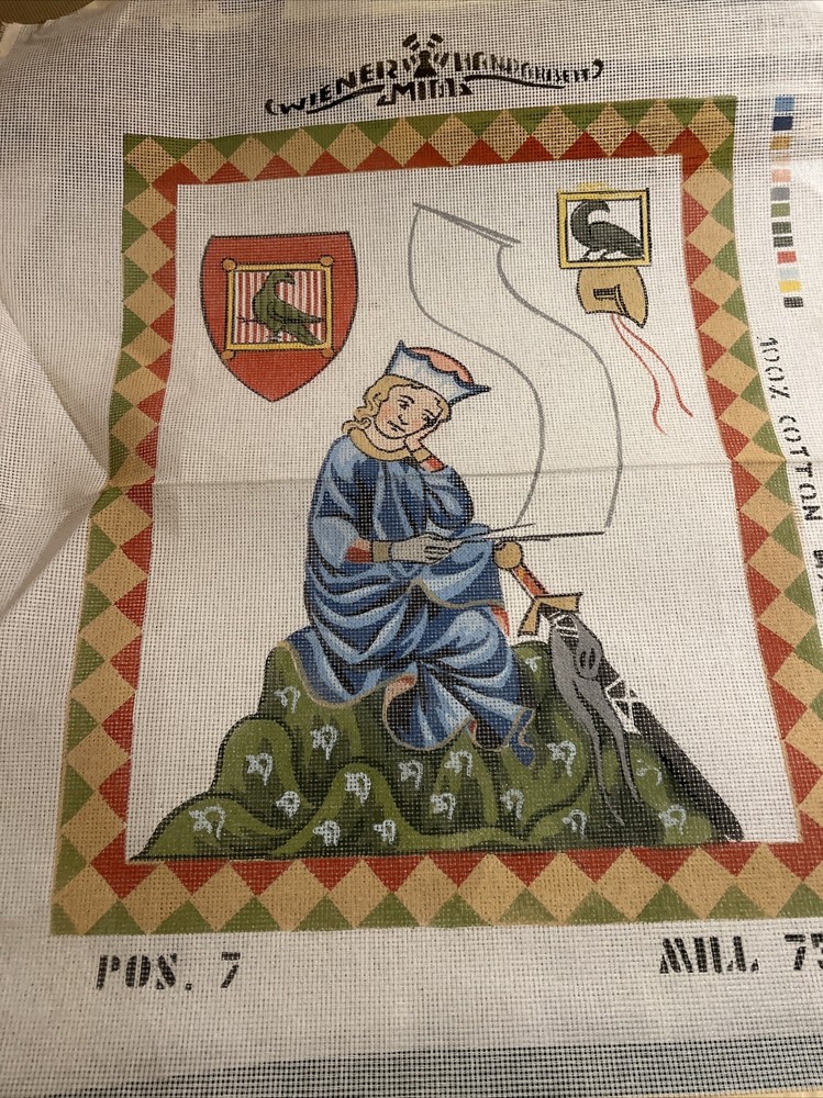 needlepoint canvas handpainted vintage