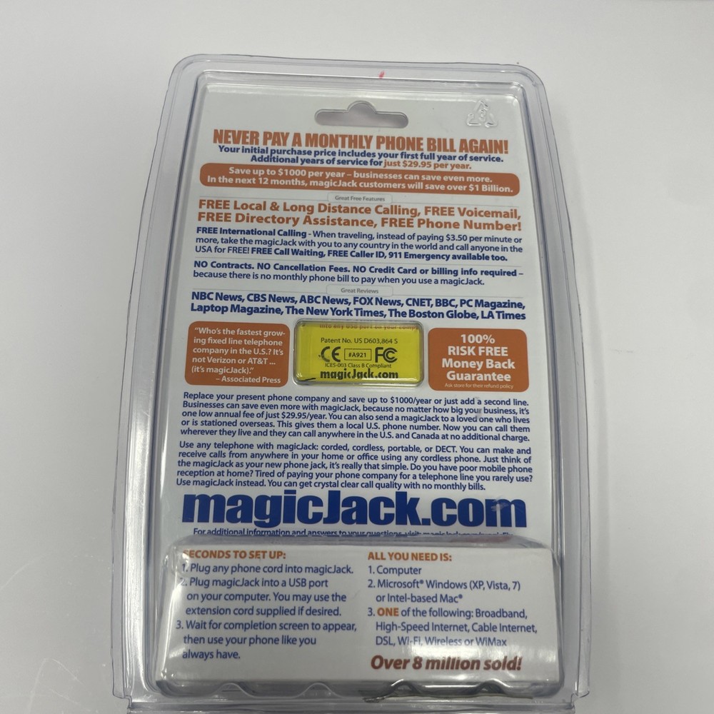 NEW MagicJack Original USB Internet Phone Adapter Retro Tech SEALED