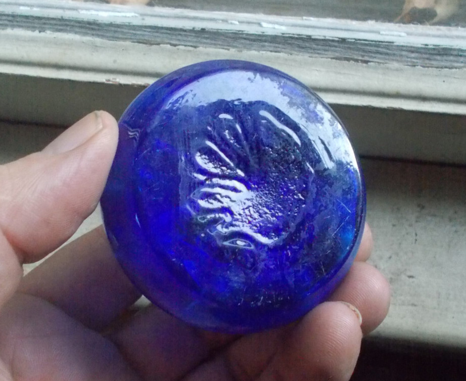 1890s COBALT HAND BLOWN RIBBED OPTIC PERFUME ATOMIZER BOTTLE GROUND SHEARED LIP