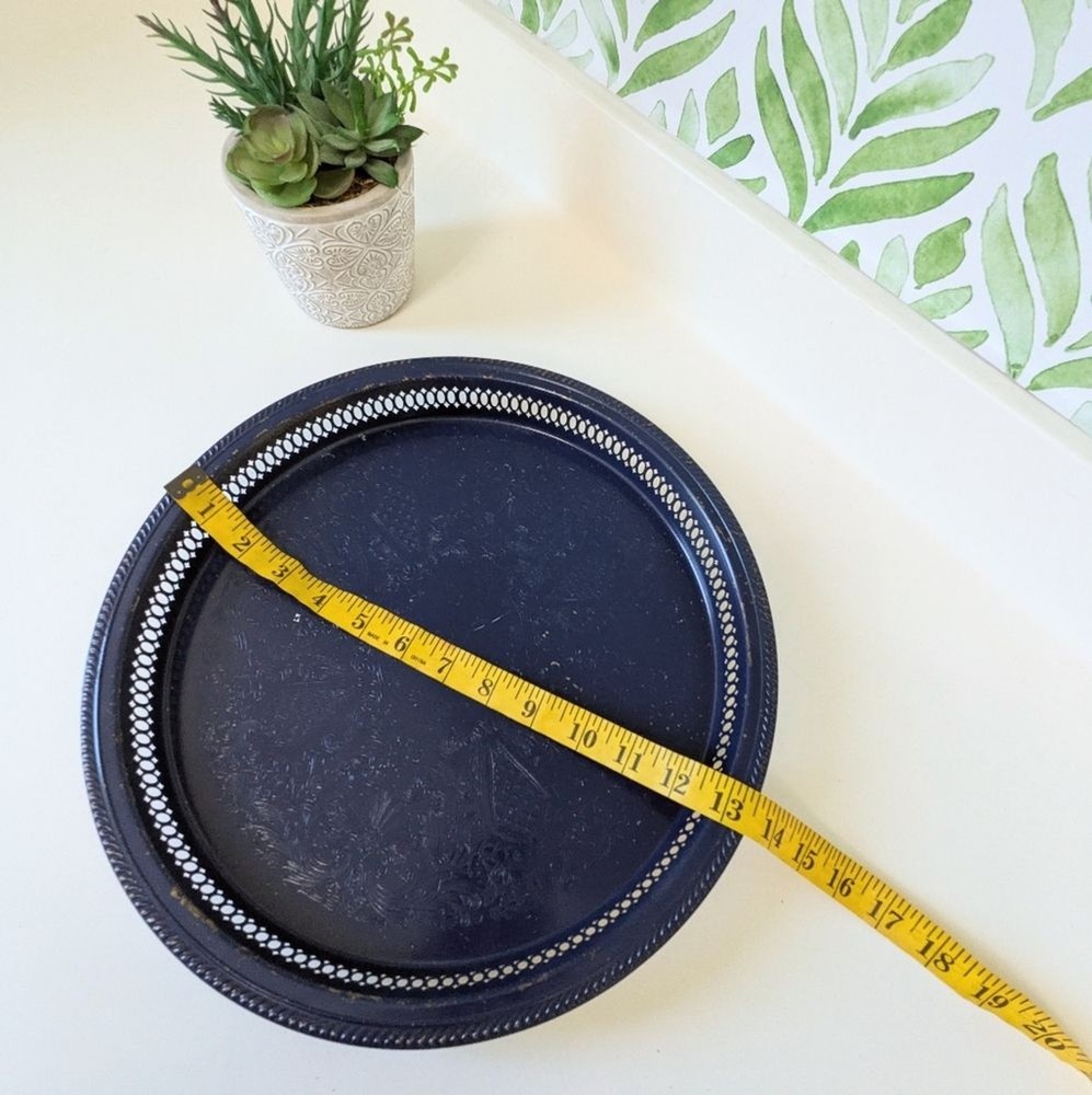 Vintage navy blue decorative tray