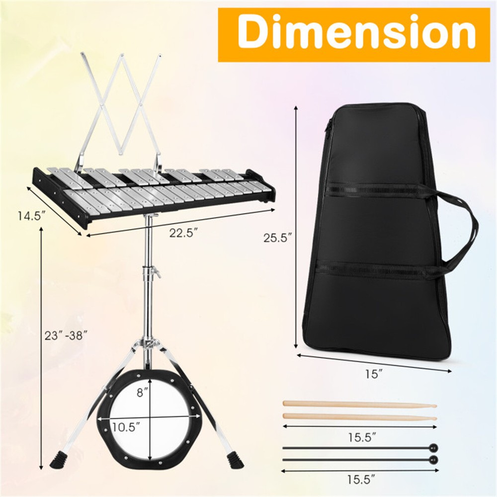 30 Notes Percussion Glockenspiel with Mallets Sticks Stand