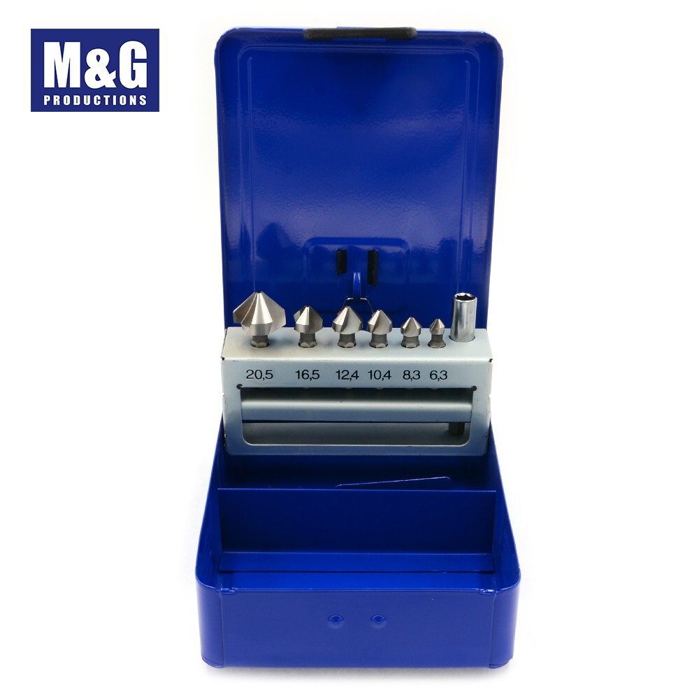 7pcs (6.3-20.5mm)/set HSS DIN335C Countersinks with Hex Shank