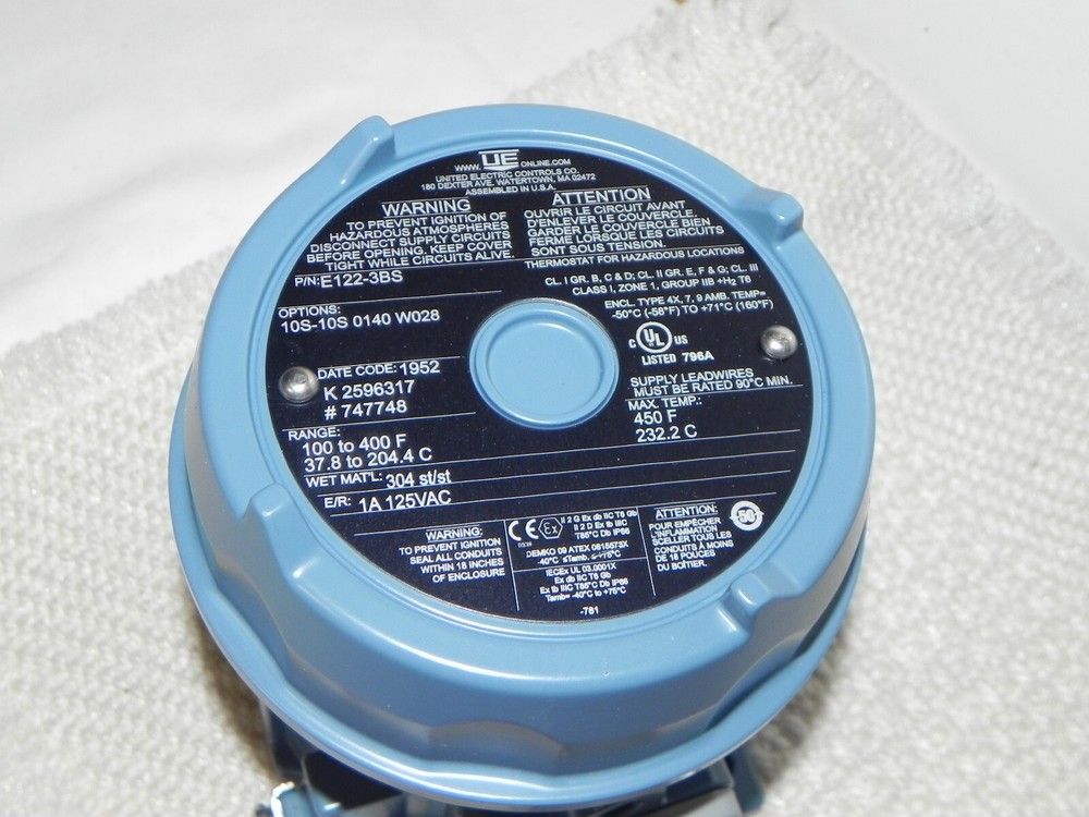 UNITED ELECTRIC Temperature Switch E122-3BS Explosion-Proof, 100-400 Op range