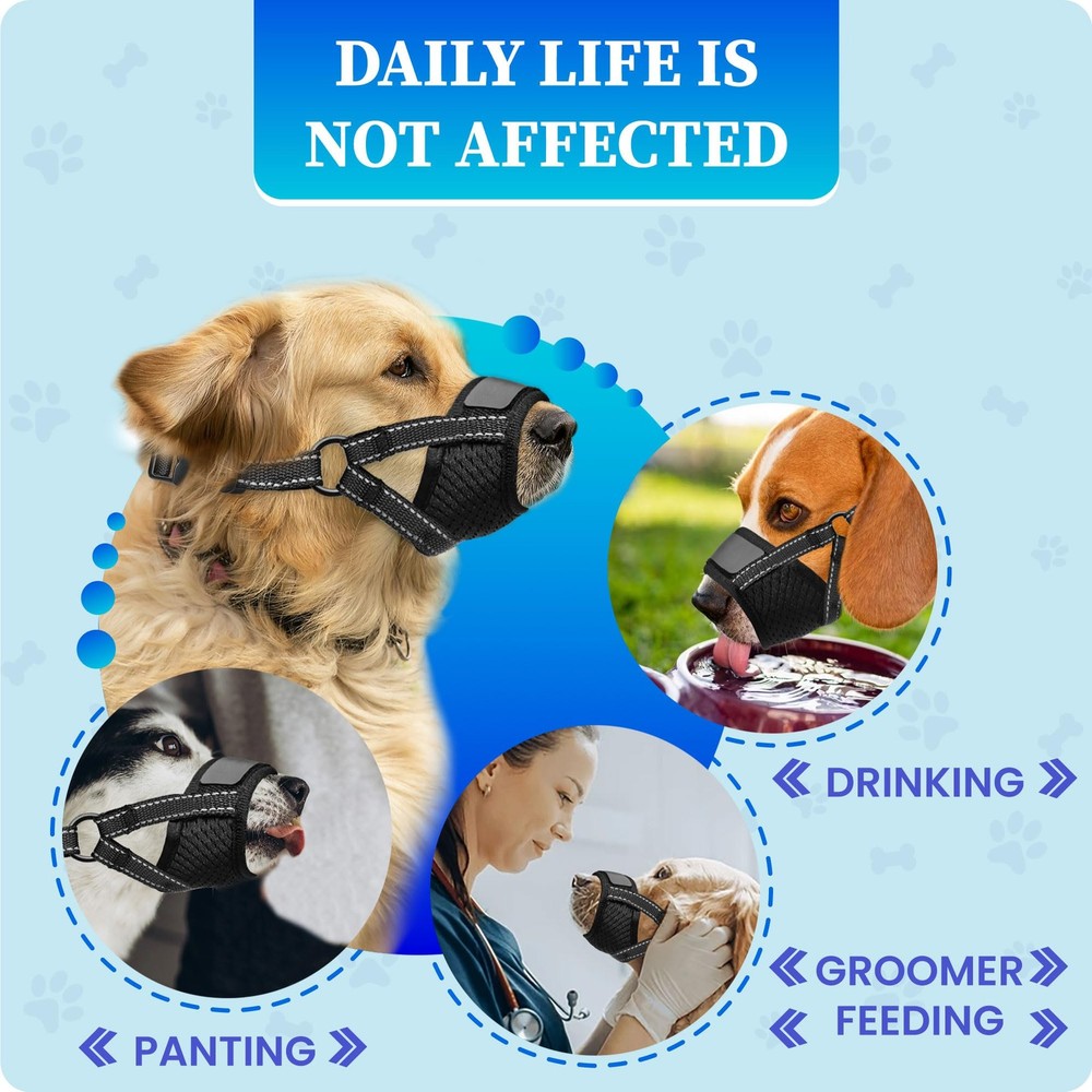 Dog Muzzle for Small Dogs - Soft Nylon Breathable Small, Black