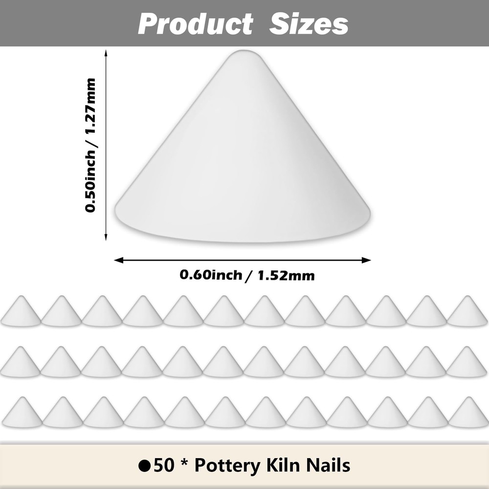 50 Pack Pottery Kiln Nails – High-Temperature Ceramic Refractory Cone Support...