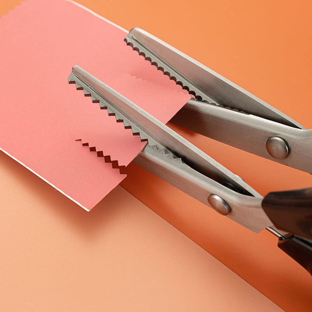 Pinking Shears Zig Zag Scissors For Fabric Leather Triangular Rounded 2 Models
