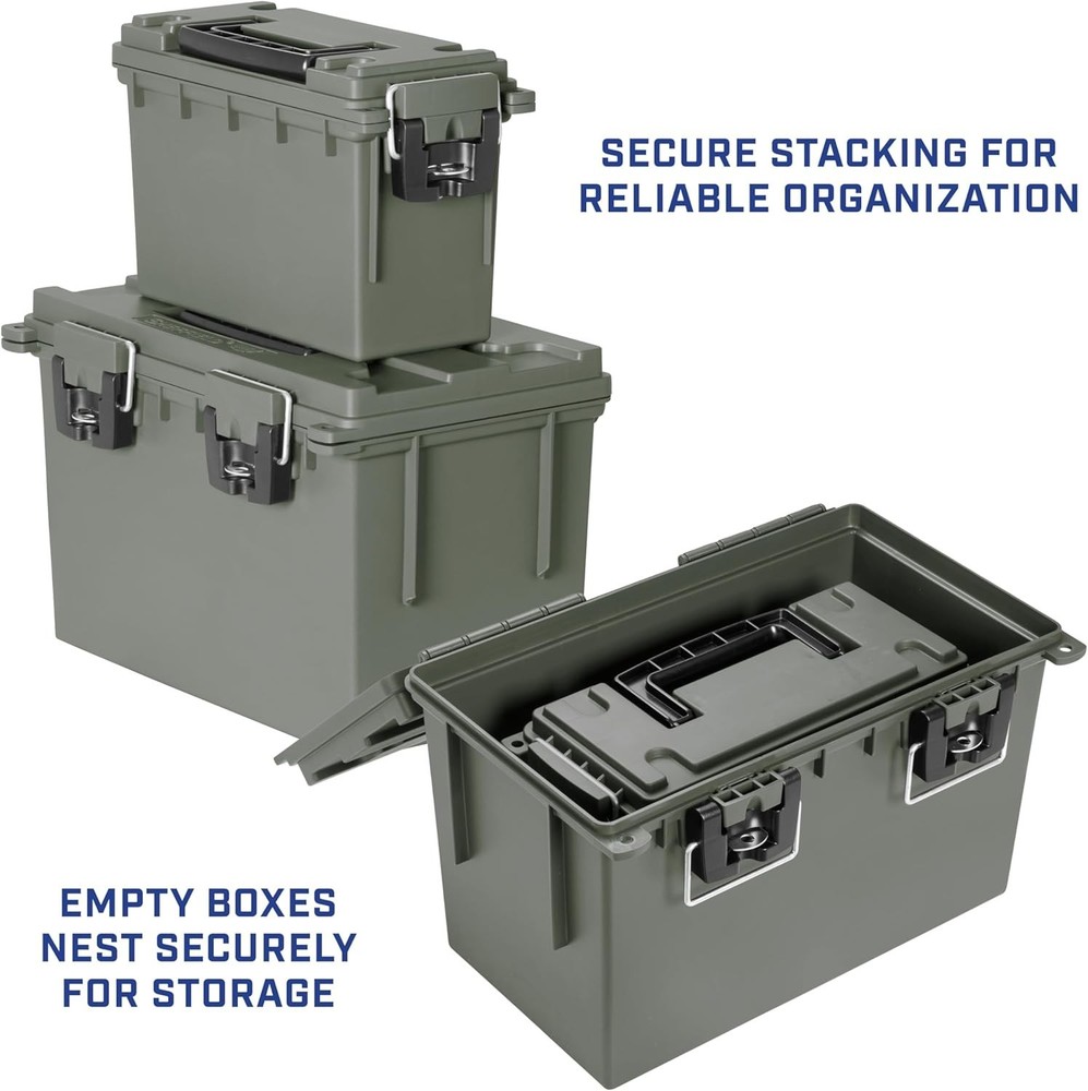 Stackable Storage Bins with Lockable Lids - 2-Pack Water-Resistant Containers