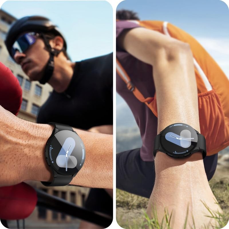 2-Pack Hard PC Screen Protector Case for Galaxy Watch 7 (44mm) Black(2-Pack)