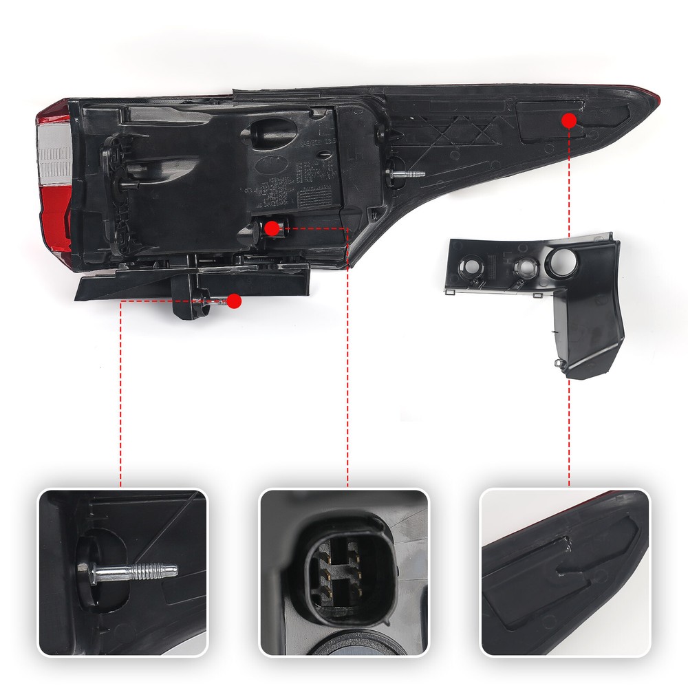 Driver Tail Light For 2018-2021 Chevy Traverse Red/Clear Outer LED Brake Lamp LH