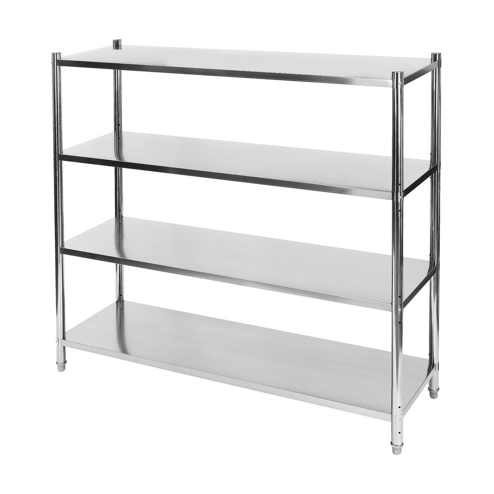 4 Tier Silver Adjustable Shelf Storage, Stainless Steel Heavy Duty Shelving NEW