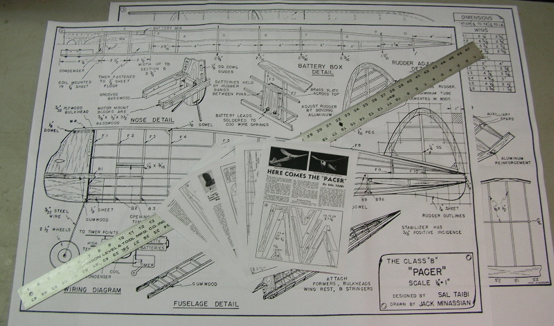 Model Airplane Plans (FF): Old Timer PACER B - 44" for .29 Engine by Sal Taibi