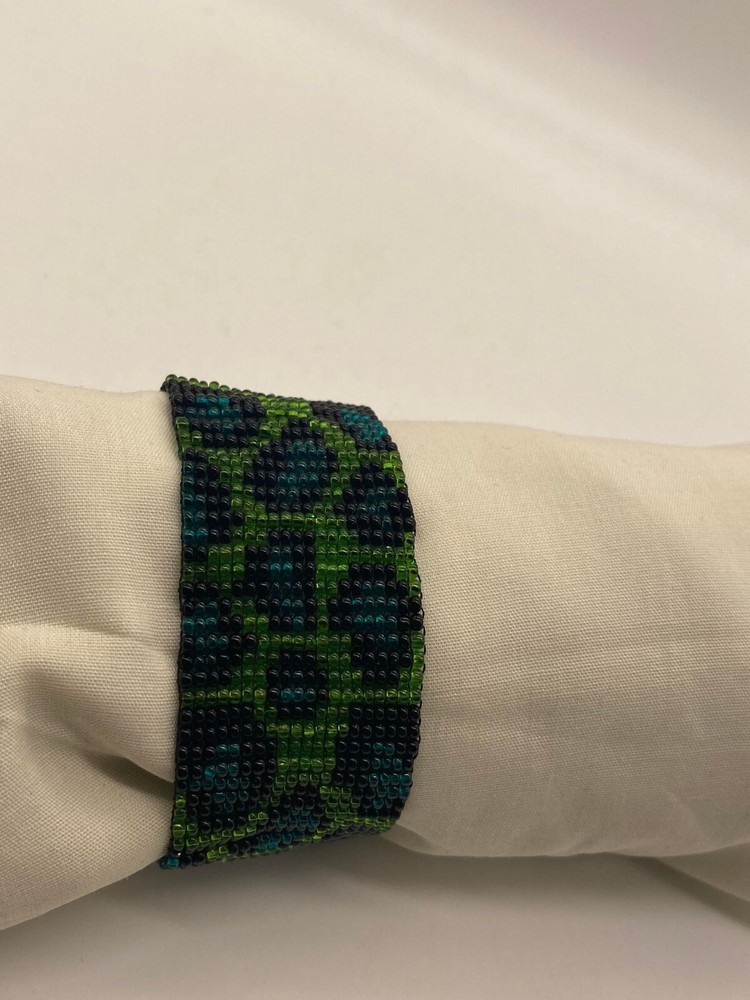 NEW - Handcrafted - Seed Bead - Leopard Print - Cuff Bracelet - BOHO