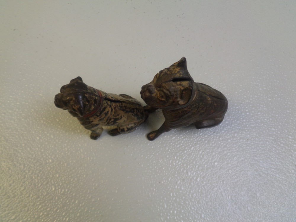 (2) Cast Iron Antique Bulldog Figurines