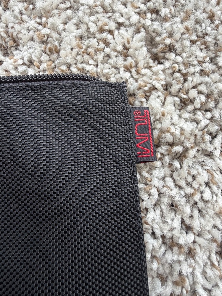 Tumi Small Black Flat Nylon Square Zipper Accessories Pouch
