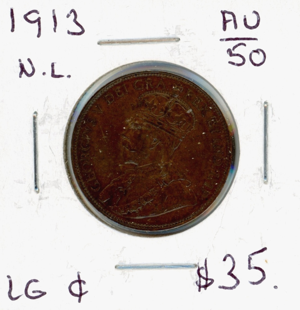1913 Newfoundland Canada One Cent Coin