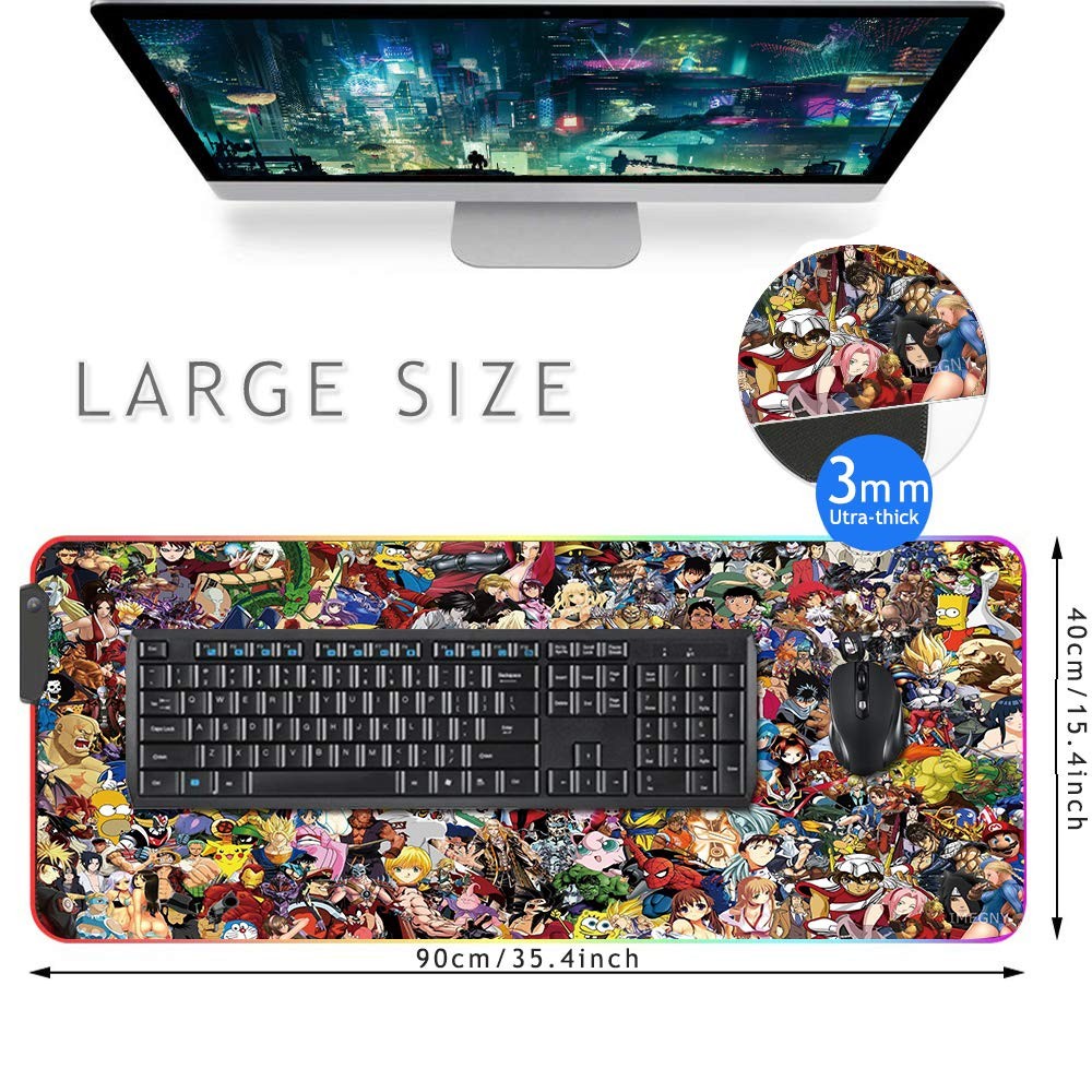 RGB Mouse Pad, Large Extended Soft Led Mouse Mat with Different Lighting Mode...