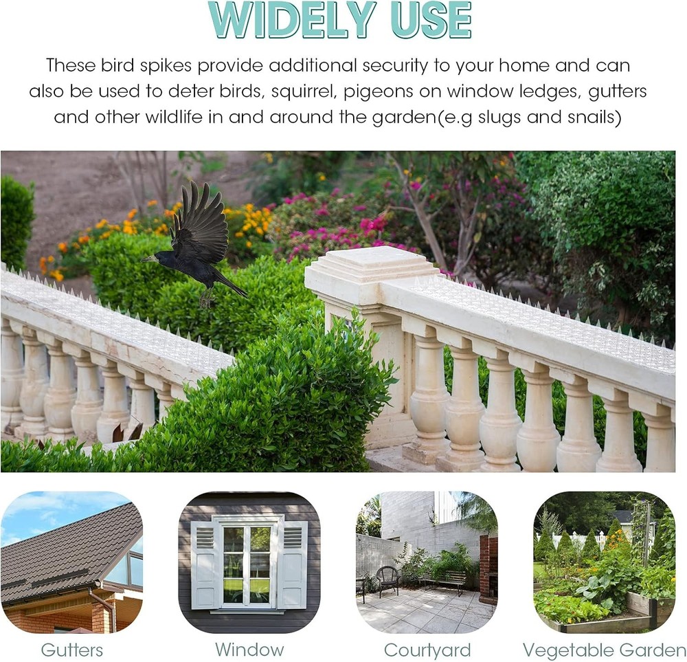 24 Pack Clear PVC Bird Spike Strips Outdoor