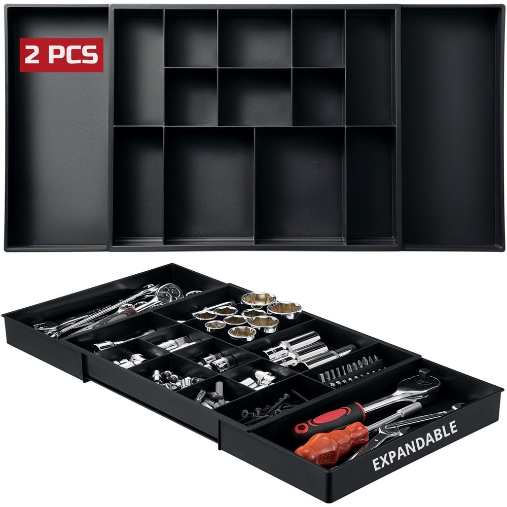 ONREVA Tool Box Organizer Tray Divider Set, Expandable Large Toolbox Storage ...