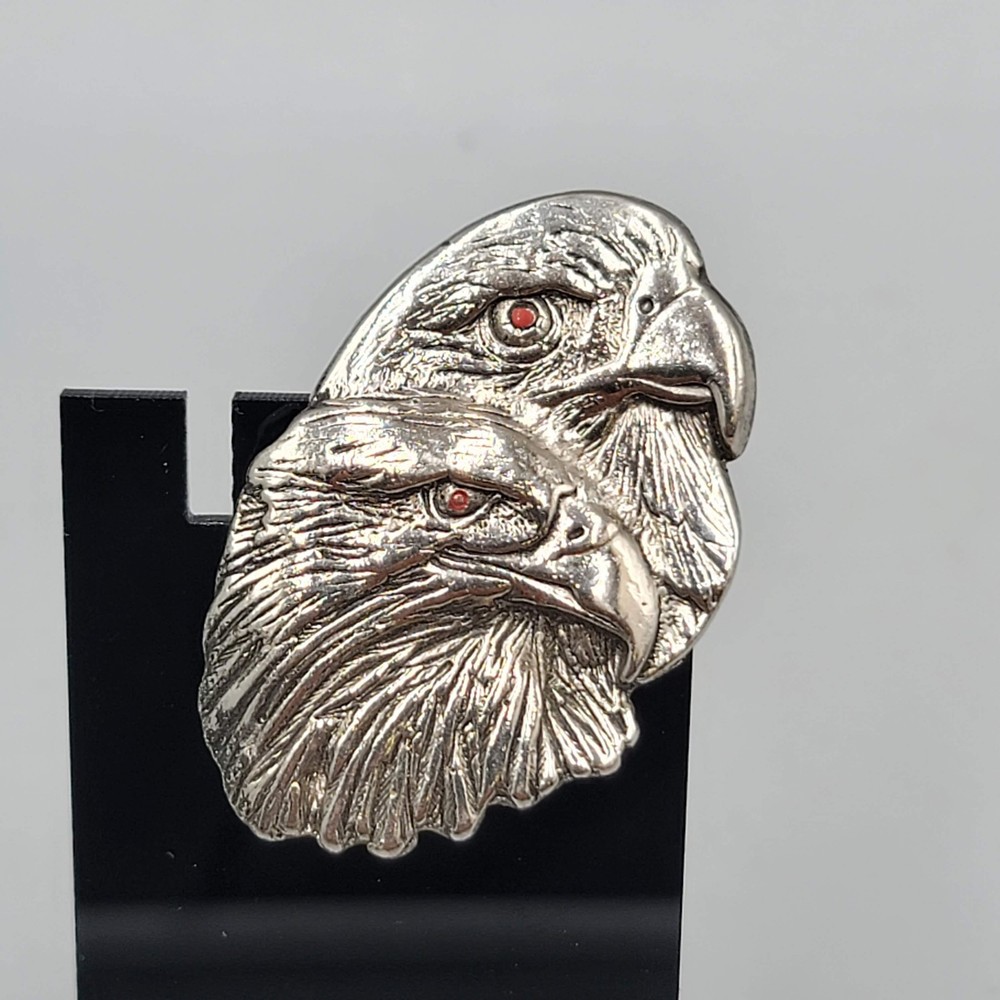 Double Eagle Biker Pin Jacket Vest Blunt ends Silver tone 2"