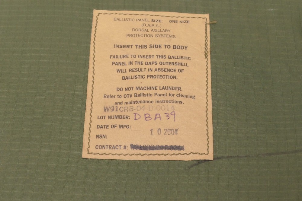 Ballistic Panel Dorsal Axillary Insert Panel DAPS