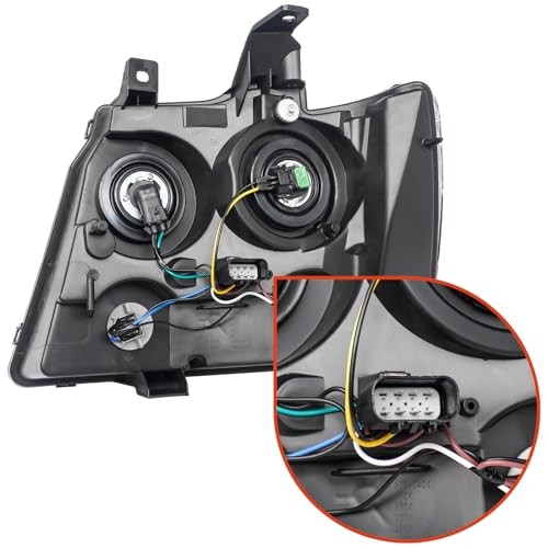 Headlight Assembly For 2007-2013 Chevy Avalanche Black Clear with Wire Bulb