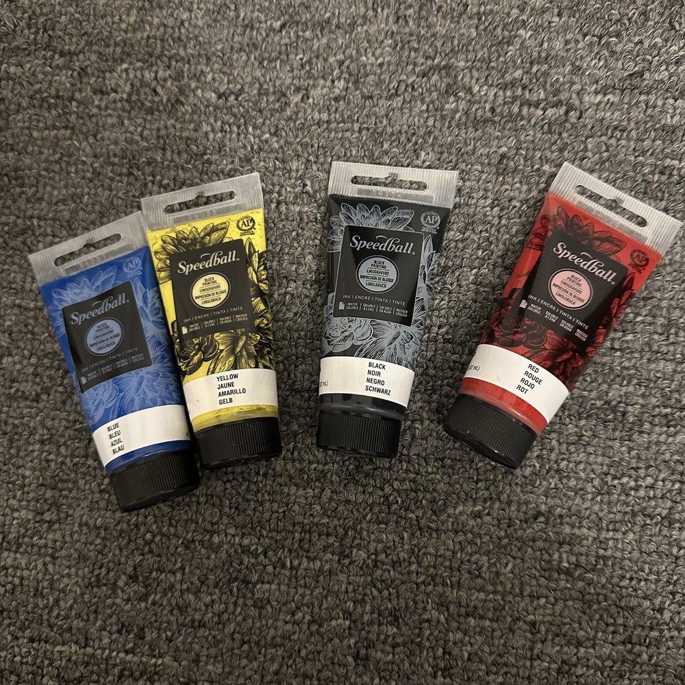 Speedball Block Printing Inks - Basic, Set of 4, 1.25 oz